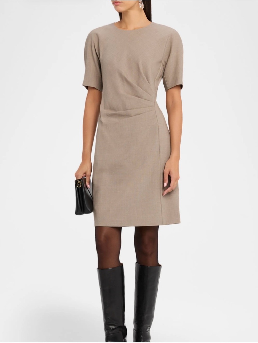 Lafayette 148 New York Short Sleeves, Pleated Waist, Responsible Stretch Wool